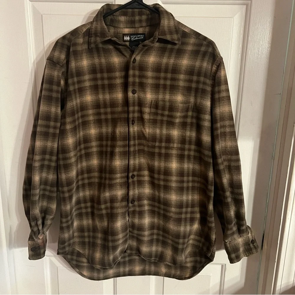 Banana Republic Cabinwear Flannel Plaid Button Down Shirt Men's Size Small